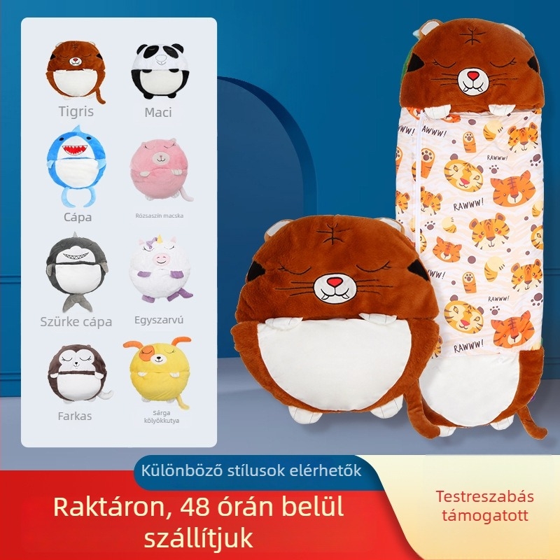 Állatmintás gyerek alvózsák, plüss anyag, Velvet Cotton töltet, állandó hőmérséklet funkció