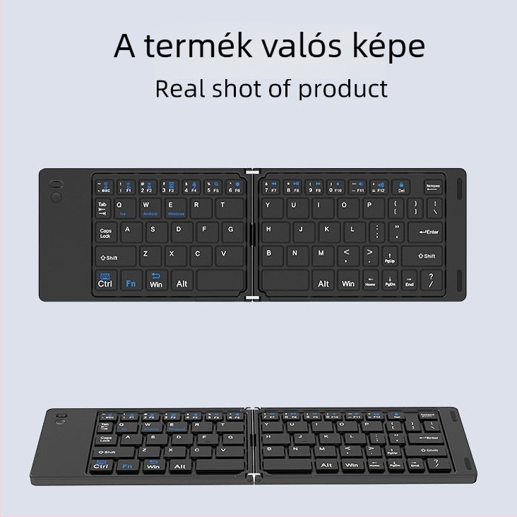 Összecsukható vezeték nélküli Bluetooth billentyűzet és egér – mini hordozható készlet tabletához/telefonhoz/laptophoz, 1600 DPI, ergonomikus, logó nyomtatás lehetséges
