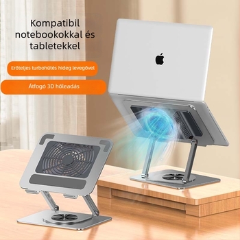 Forgó számítógépállvány hűtőventilátorral, szénacélból, modell L181, 1,64 kg, laptop hűtőállvány