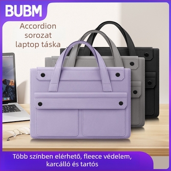 Akordeon-stílusú, nagy kapacitású tablet/Laptop táska, ultra könnyű PU anyag, belső szintetikus bőr bélés, uniszex