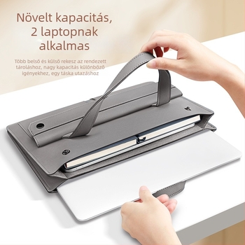 Akordeon-stílusú, nagy kapacitású tablet/Laptop táska, ultra könnyű PU anyag, belső szintetikus bőr bélés, uniszex