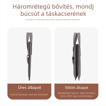 Akordeon-stílusú, nagy kapacitású tablet/Laptop táska, ultra könnyű PU anyag, belső szintetikus bőr bélés, uniszex