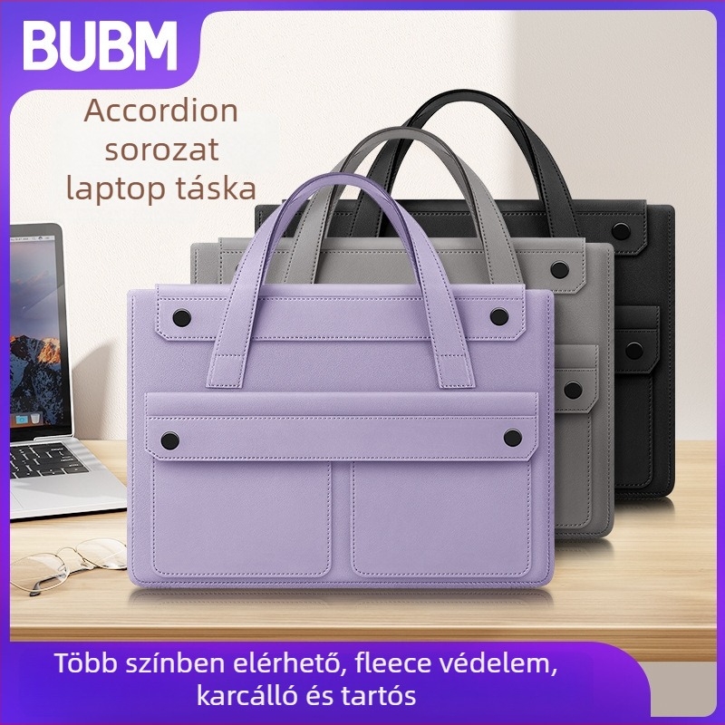 Akordeon-stílusú, nagy kapacitású tablet/Laptop táska, ultra könnyű PU anyag, belső szintetikus bőr bélés, uniszex