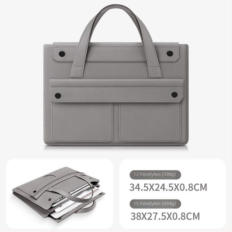 Akordeon-stílusú, nagy kapacitású tablet/Laptop táska, ultra könnyű PU anyag, belső szintetikus bőr bélés, uniszex