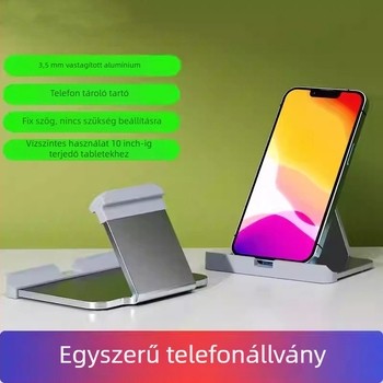 Asztali állvány mobiltelefonokhoz és tabletekhez, alumíniumötvözet, általános felhasználású, testreszabást támogató
