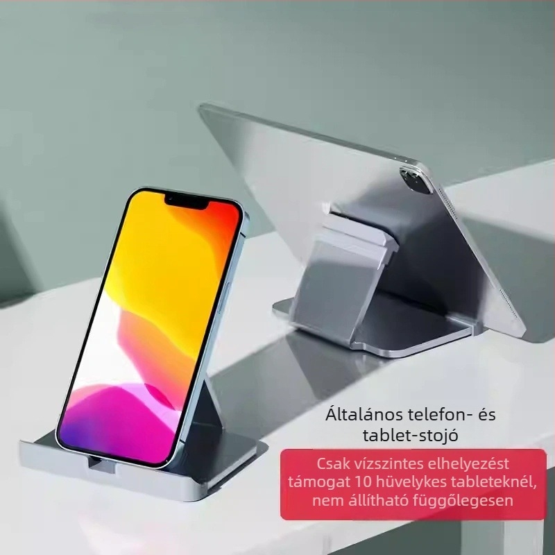 Asztali állvány mobiltelefonokhoz és tabletekhez, alumíniumötvözet, általános felhasználású, testreszabást támogató