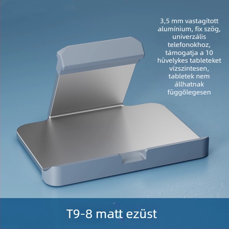 Asztali állvány mobiltelefonokhoz és tabletekhez, alumíniumötvözet, általános felhasználású, testreszabást támogató