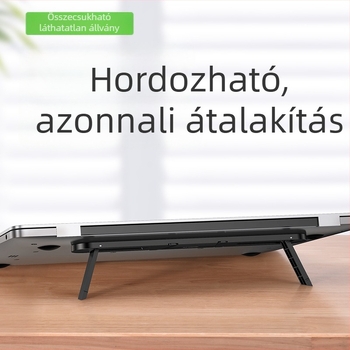 Notebook és tablet állvány – összecsukható műanyag állvány 3M ragasztóval, 40 g, kompatibilis notebook és tablet