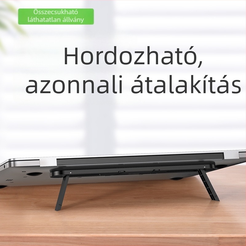 Notebook és tablet állvány – összecsukható műanyag állvány 3M ragasztóval, 40 g, kompatibilis notebook és tablet