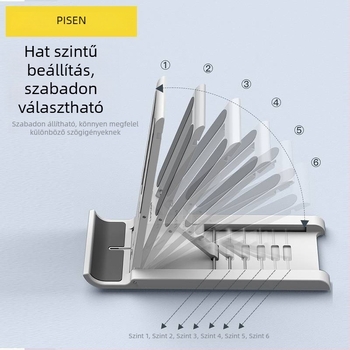 Pisen LP-ZJ08 Asztali állvány telefonra/tabletre, ABS, összecsukható, állítható, teleszkópos emelés