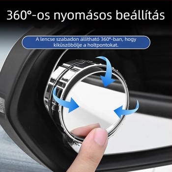 Autó visszapillantó tükör, kis kerek formájú holttérsegéd tükörrel, 360°-os szívókoronggal, ultra-széles Látószöggel