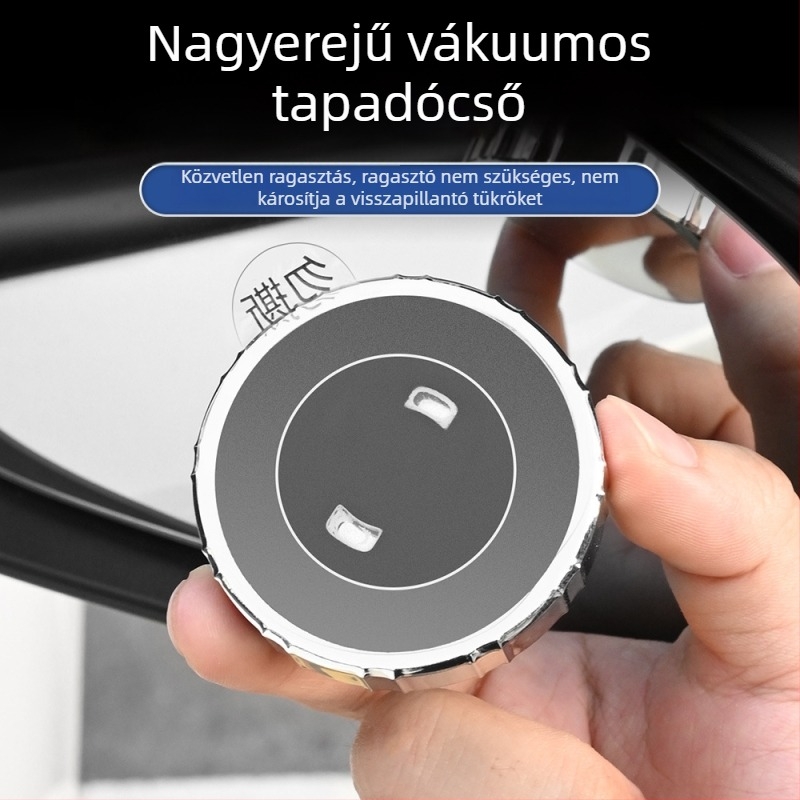 Autó visszapillantó tükör, kis kerek formájú holttérsegéd tükörrel, 360°-os szívókoronggal, ultra-széles Látószöggel