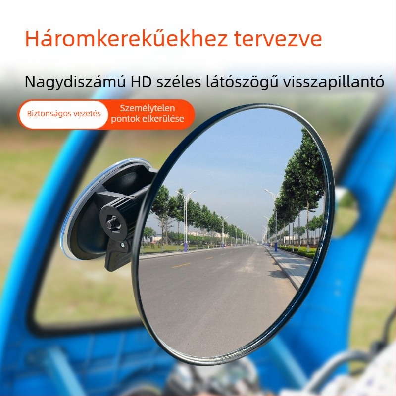 Vákuumos rögzítésű hátsó tükör elektromos triciklire, nagy látómező, domború körkiegészítő tükör, univerzális négykerekű járművekhez