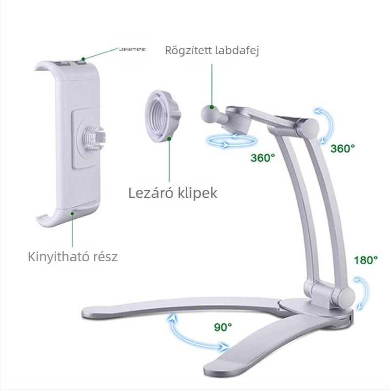 Tabletta falra szerelhető tartó ragasztóval rögzítve — iPad és iPhone kompatibil, forgó dizájn