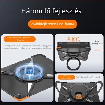 12,9 hüvelykes tabletához készült fém tartó, 360°-os forgatható, hordozható, kreatív, minimalist