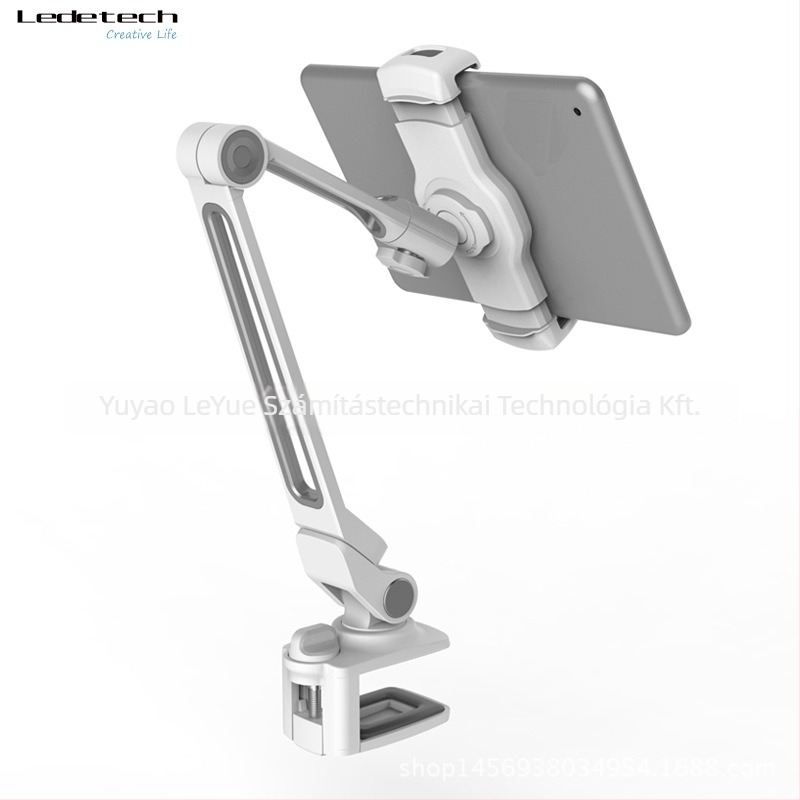 Alumínium ötvözetű telefon- és tabletatartó, összecsukható csíptetős kivitel, LD-203B modell, 4–11 hüvelykes kompatibilitás, tömeg 0,9 kg