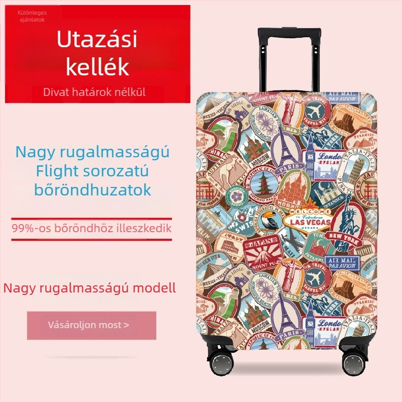 Poliészter utazótáska védőhüvely, aranyos, laza stílus, elasztikus Velcro-zár