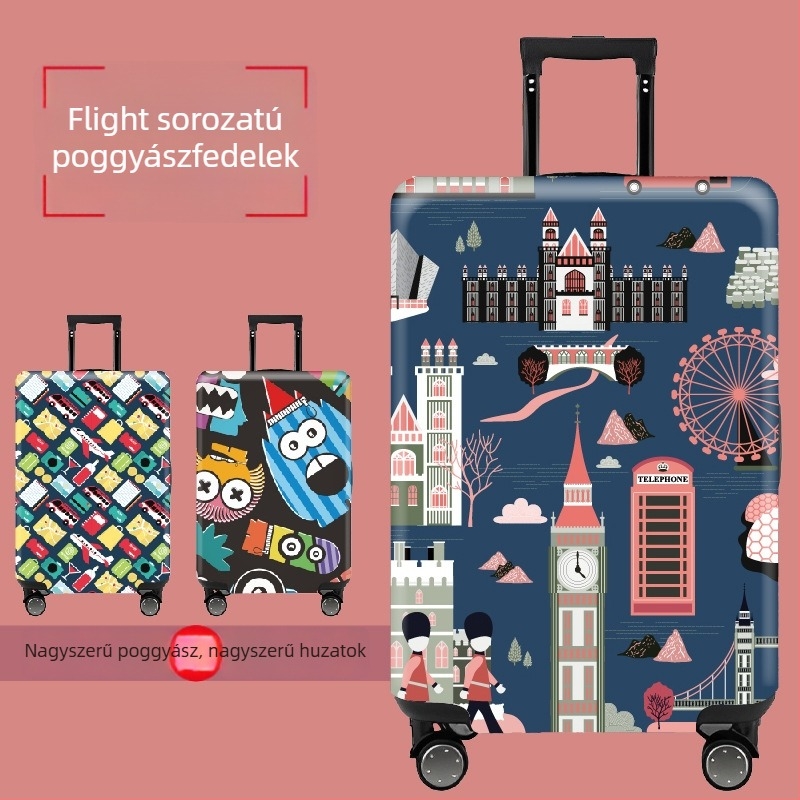 Poliészter utazótáska védőhüvely, aranyos, laza stílus, elasztikus Velcro-zár