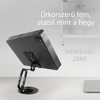 Görgő asztali tartó telefonhoz és tablethez | ötvözet, forgatható, hordozható | kompatibil tablettával, iPaddel és mobiltelefonnal