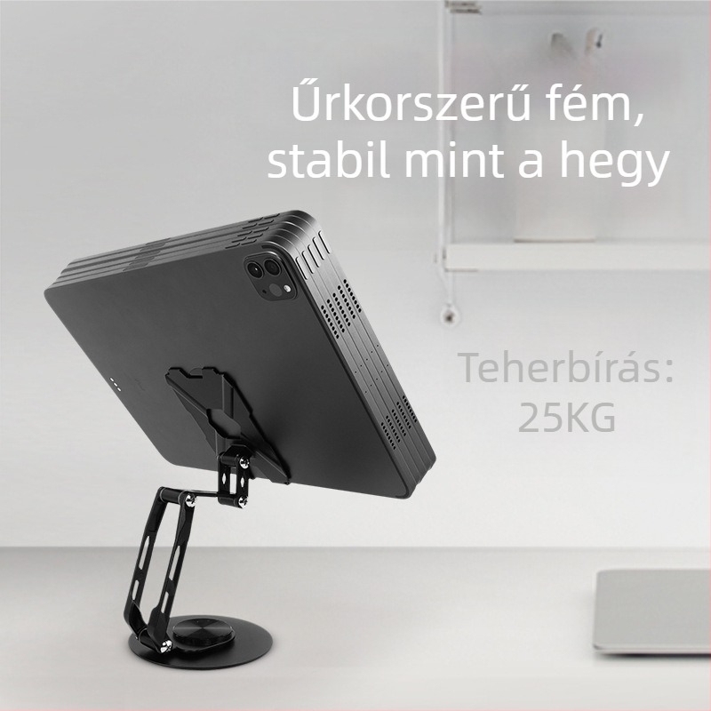Görgő asztali tartó telefonhoz és tablethez | ötvözet, forgatható, hordozható | kompatibil tablettával, iPaddel és mobiltelefonnal
