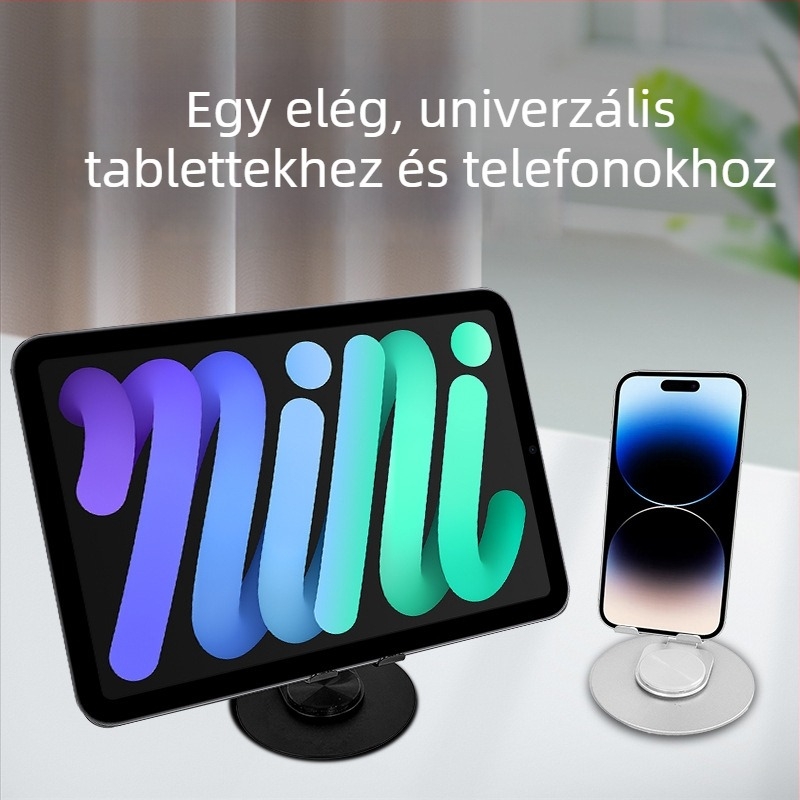 Görgő asztali tartó telefonhoz és tablethez | ötvözet, forgatható, hordozható | kompatibil tablettával, iPaddel és mobiltelefonnal