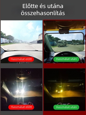 Autó Anti-Glare nap- és éjszakai védőárnyékoló, öntapadó rögzítés, univerzális illeszkedés