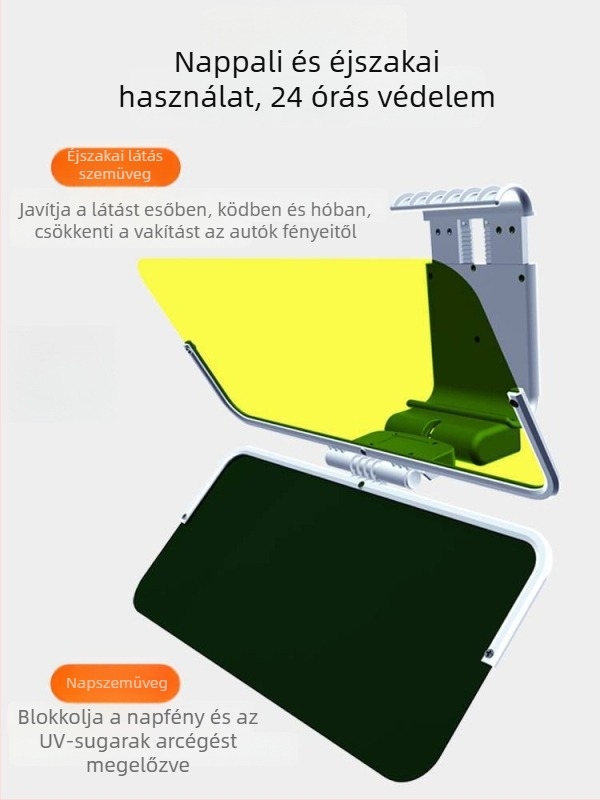 Autó Anti-Glare nap- és éjszakai védőárnyékoló, öntapadó rögzítés, univerzális illeszkedés