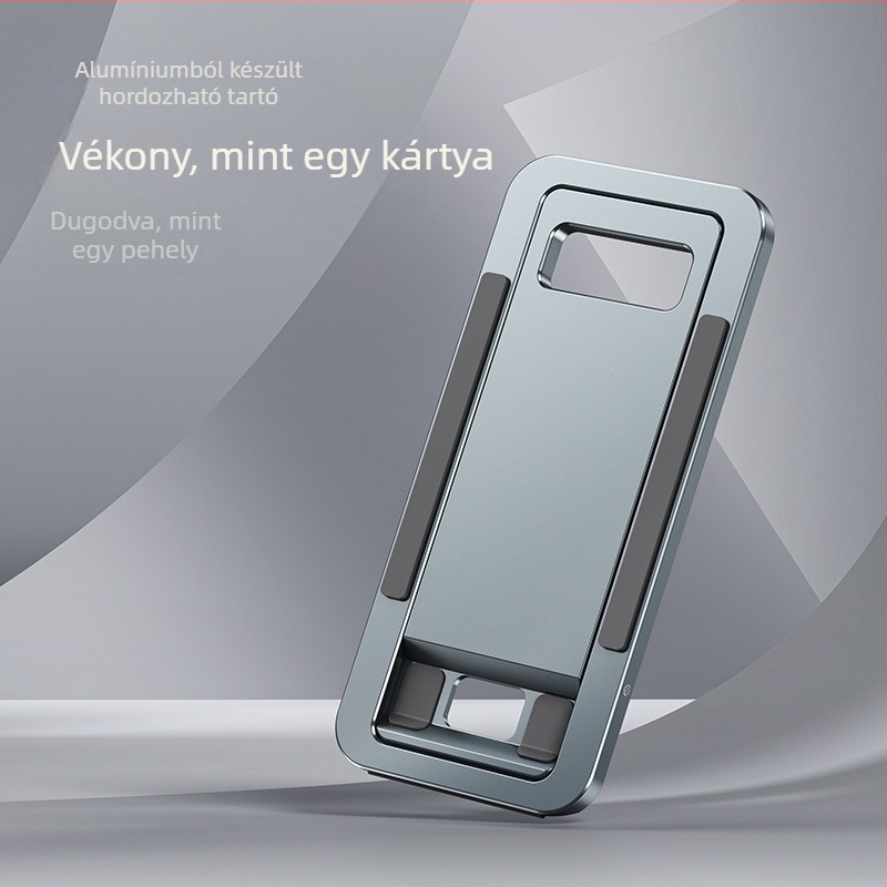 Asztali állvány telefonhoz és tabletához, alumíniumötvözet, összecsukható, hordozható, fokozatmentes állítható