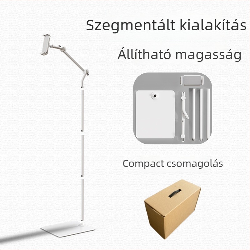 PM-FL02 Fém padlón álló cantilever tartó tabletek és okostelefonok számára, kihúzható kar a élő videófelvételhez