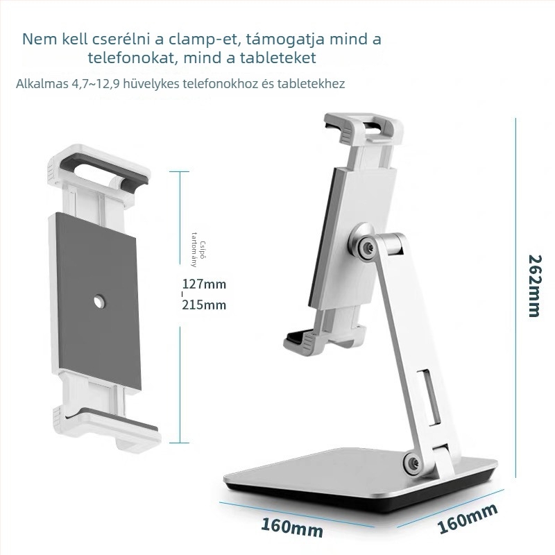 Mobiltelefon és tablet tartó – ötvözet, univerzális, AP-7XN, asztalnál vagy az ágy mellett