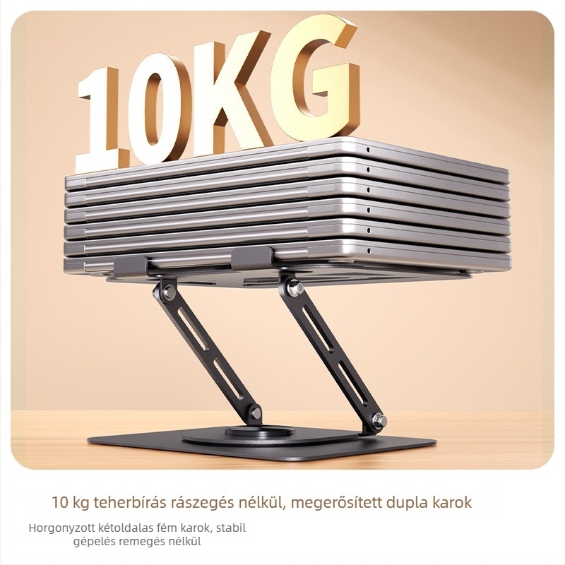 Asztali laptop-tartó, acélból, 360°-os forgó, modell H22, univerzális kompatibilitás, tömeg 1,93 kg, forgó kialakítás