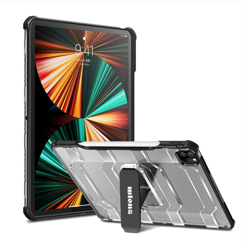 wlons Vilos átlátszó védőtok Apple iPad Pro és iPad mini 6-hoz tollhely, ütésálló állvánnyal, TPU, 2-in-1
