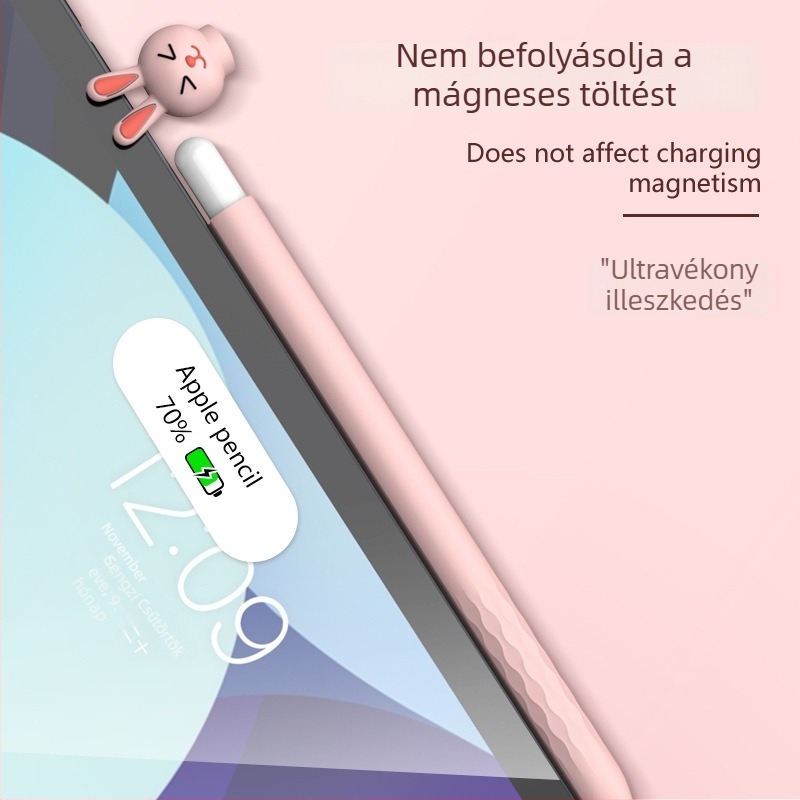 Személyre szabható szilikon védőtok Apple Pencil 2. generációhoz, iPadhez, állatos rajzfilm dizájnnal