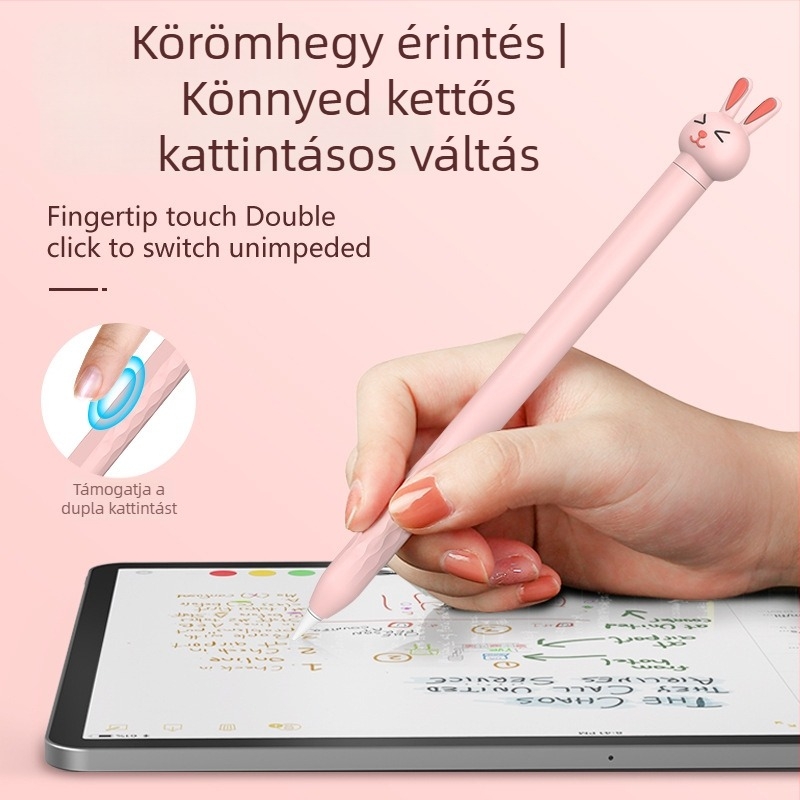 Személyre szabható szilikon védőtok Apple Pencil 2. generációhoz, iPadhez, állatos rajzfilm dizájnnal