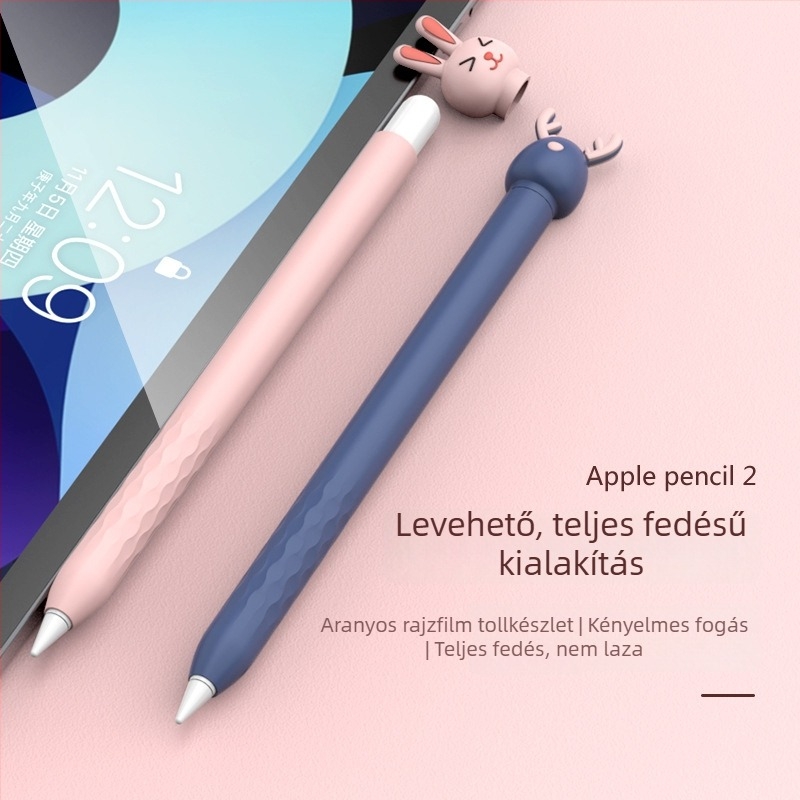 Személyre szabható szilikon védőtok Apple Pencil 2. generációhoz, iPadhez, állatos rajzfilm dizájnnal