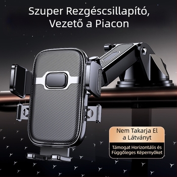 Autótelefon-tartó vákuumos rögzítéssel és automatikus záródással; univerzális kompatibilitás, műszerfalon történő rögzítés, nincs szükség energiaellátásra