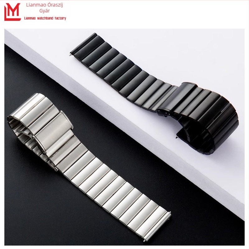Rozsdamentes acél óraszíj bambusz mintás dizájnnal, 22 mm, kompatibilis Apple Watch, Huawei és Samsung DW