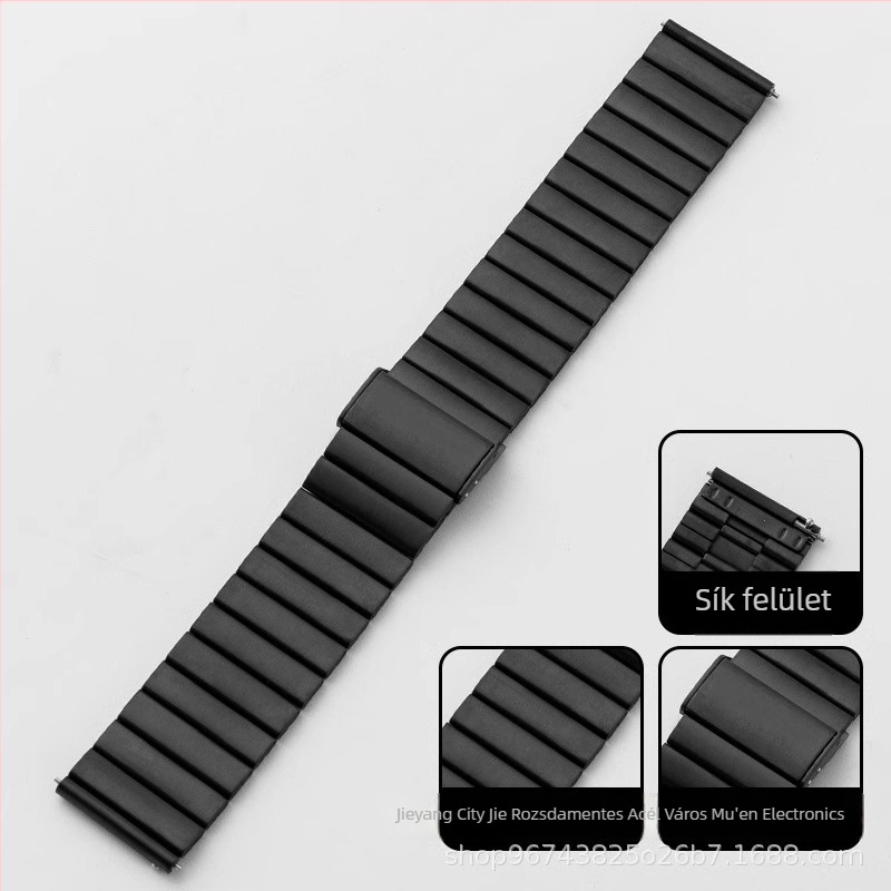 Rozsdamentes acél óraszíj bambusz mintás dizájnnal, 22 mm, kompatibilis Apple Watch, Huawei és Samsung DW