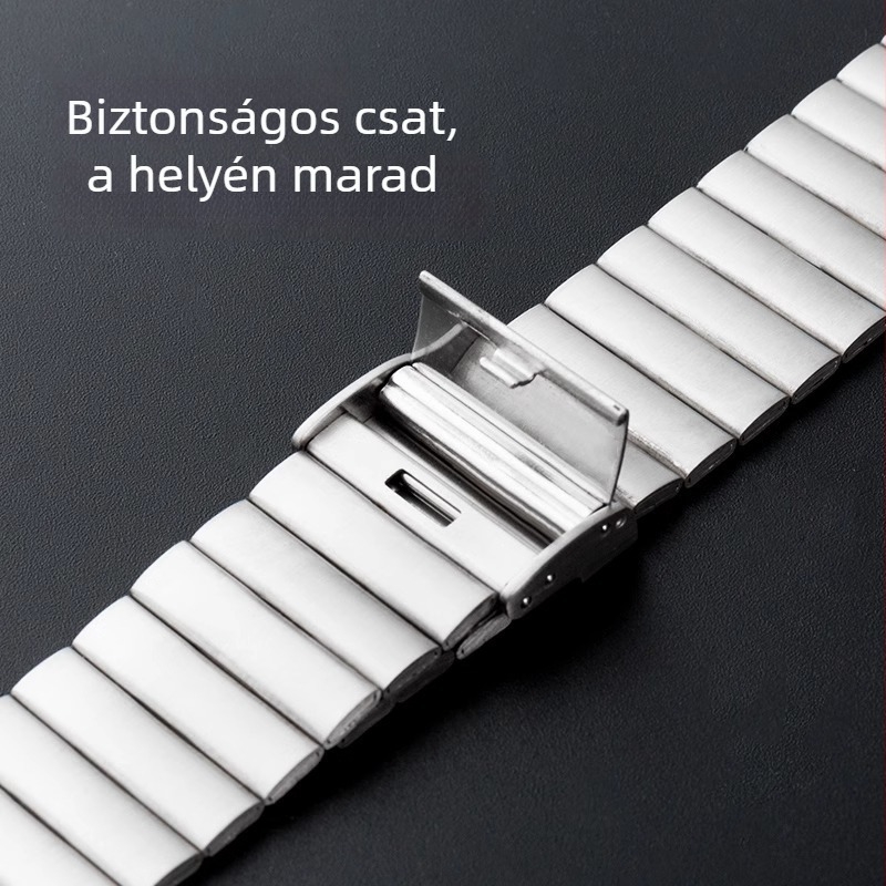 Rozsdamentes acél óraszíj bambusz mintás dizájnnal, 22 mm, kompatibilis Apple Watch, Huawei és Samsung DW