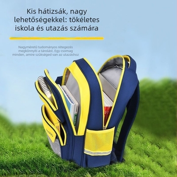 Iskolai gyerek hátizsák gerinc-támogatással és terheléscsökkentéssel, légáteresztő poliészter, ívelt vállpántok, macska minta