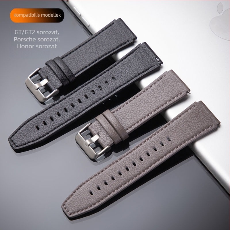 Valódi bőr 22 mm-es karóra-szíj Huawei GT5 46 mm-hez, Watch5-höz, Huami GTR-hez és Xiaomi GT2-höz