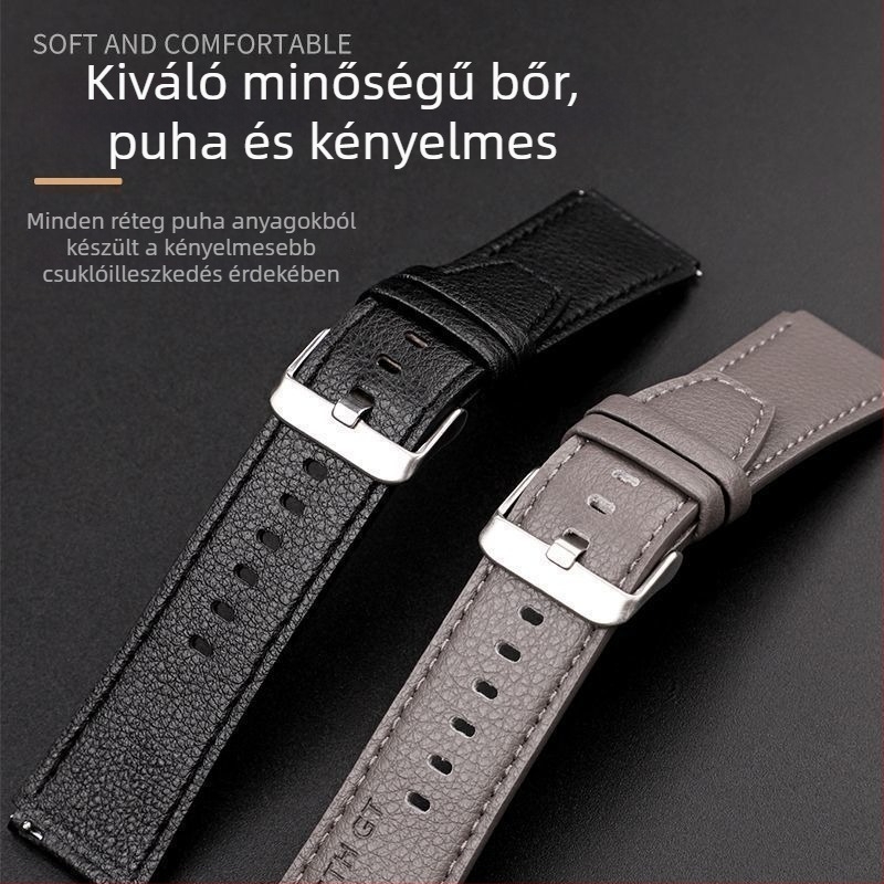 Valódi bőr 22 mm-es karóra-szíj Huawei GT5 46 mm-hez, Watch5-höz, Huami GTR-hez és Xiaomi GT2-höz