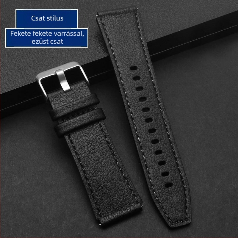 Valódi bőr 22 mm-es karóra-szíj Huawei GT5 46 mm-hez, Watch5-höz, Huami GTR-hez és Xiaomi GT2-höz