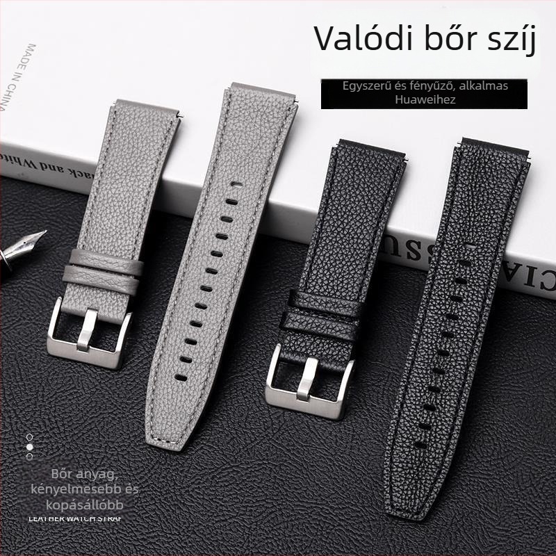 Valódi bőr óraszíj Huawei GT3/GT4-hez, 46 mm, GT/GT2 Pro kompatibilis, 22 mm szélesség