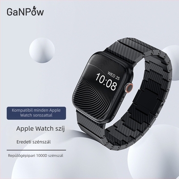 Szénszálas karóra csuklópánt Apple Watch összes sorozathoz – GaNPow, egyszerű stílus, fém, kód 99597