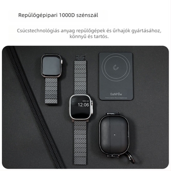 Szénszálas karóra csuklópánt Apple Watch összes sorozathoz – GaNPow, egyszerű stílus, fém, kód 99597
