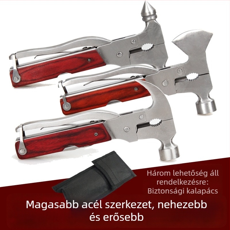 Többcélú fejsze-kalapács, Dong Bridge, hordozható kültéri eszköz autóvészhelyzetre ablaktörővel, acél, 400 g, testreszabható magánmárka