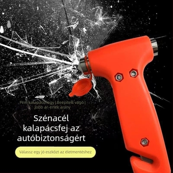 2 az 1-ben autós biztonsági kalapács ablaktörővel és öv vágóval, ABS műanyag, 100 g
