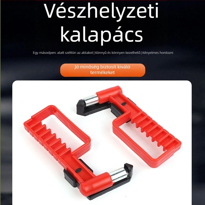 Autóüveg biztonsági kalapács wolfram acél fejjel, 60 g, riasztás, többfunkciós, hordozható evakuációs eszköz