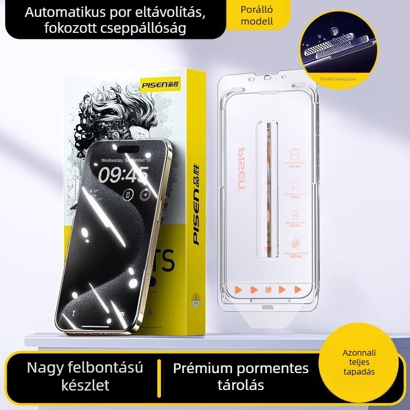 Pinsheng edzett üvegből készült előlapi védőfólia iPhone 16 Pro Max, 15, 14 — HD magánéletvédelem, teljes kijelző